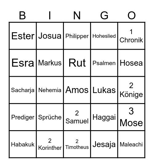 Bibel Bingo Card