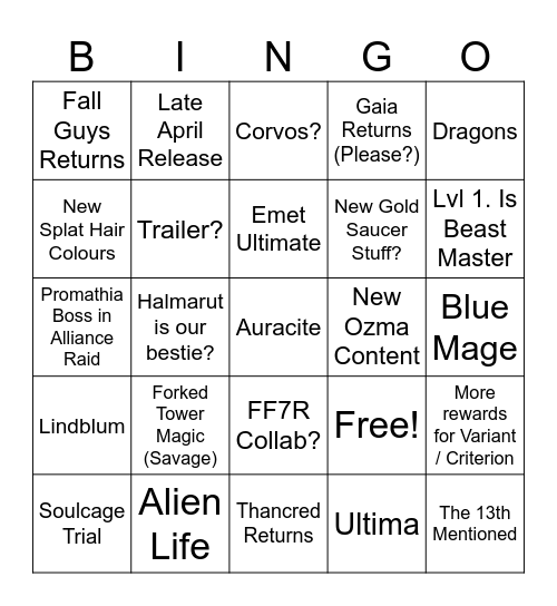 7.5 Live Letter Bingo Card