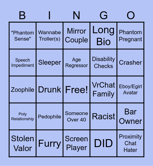 VRCHAT BINGO Card