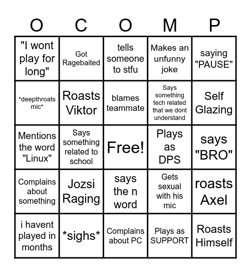 Jozsi Bingo Card