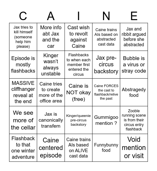 TADC Episode 8 Bingo Card