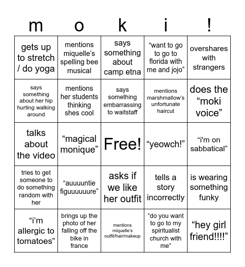 moki bingo Card