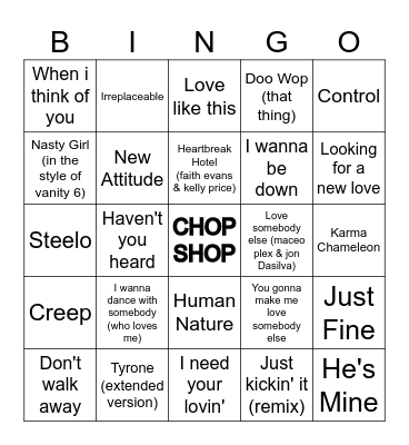 Round 8 Ladies Night Bingo Card