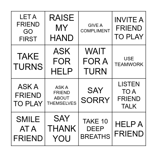 Good Choice Bingo Card