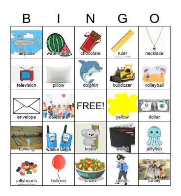 medial "l" Bingo Card
