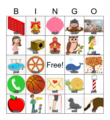final /l/ words Bingo Card