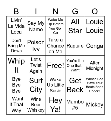 Fun Songs 3 Bingo Card
