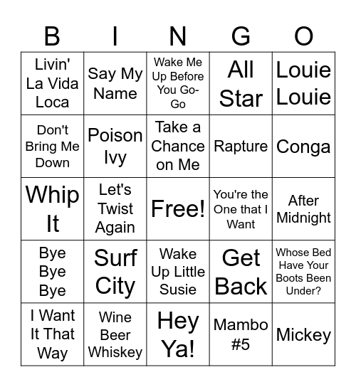 Fun Songs 3 Bingo Card