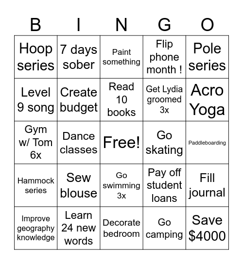 2026 Bingo Card