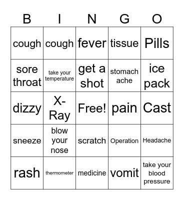Health and Care Bingo Card