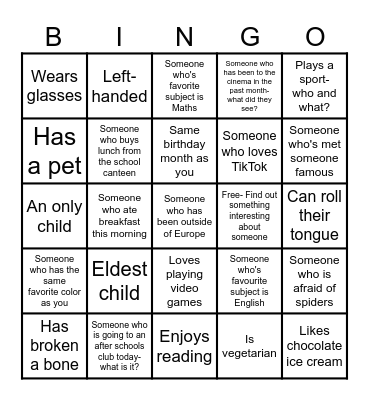 Human Bingo Card