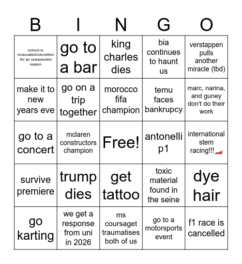 2026 bingo Card