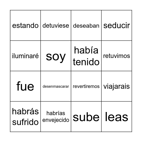 Bingo verbal Bingo Card