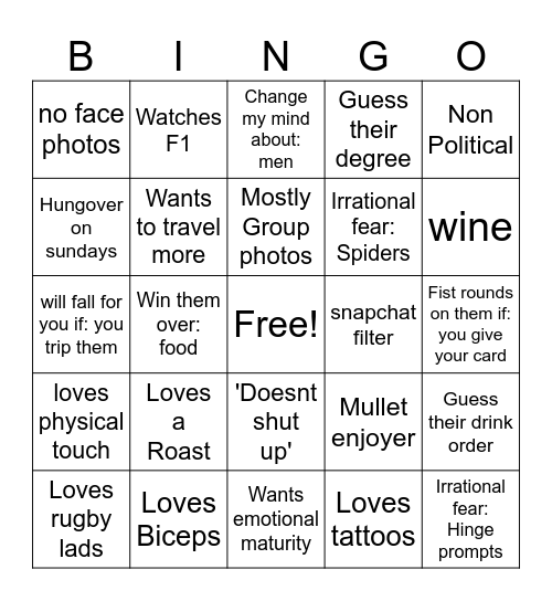 Hinge Bingo Card