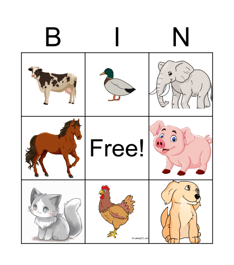 Animal bingo Card
