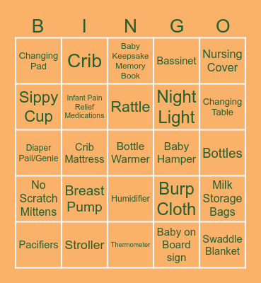 Little Cutie Gift Bingo Card