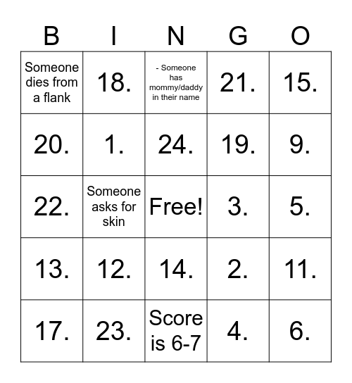 Valorant Bingo Card