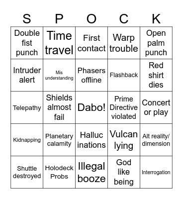 Star Trek v4 Bingo Card