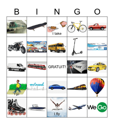 Les moyens de transport Bingo Card