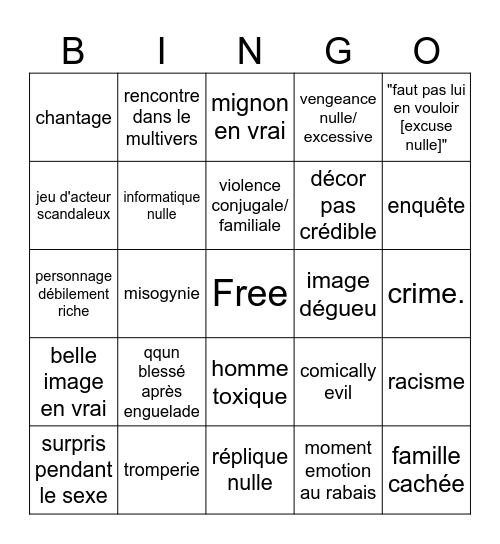 Un si grand soleil Bingo Card