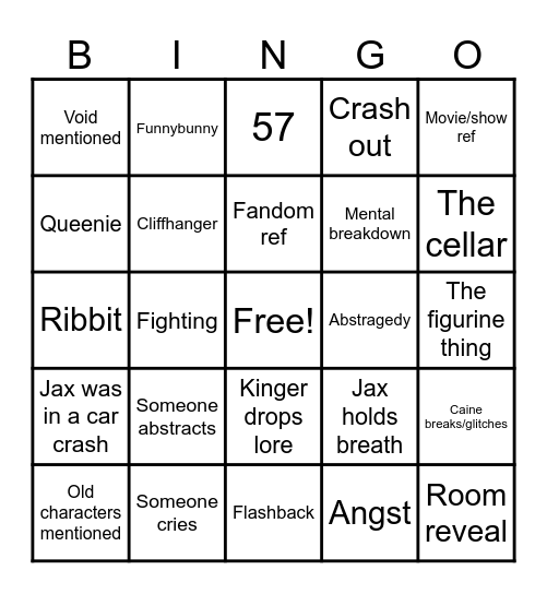 TADC ep 8 bingo Card