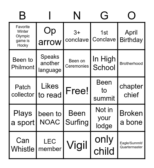 G17S 2026 Conclave Bingo Card