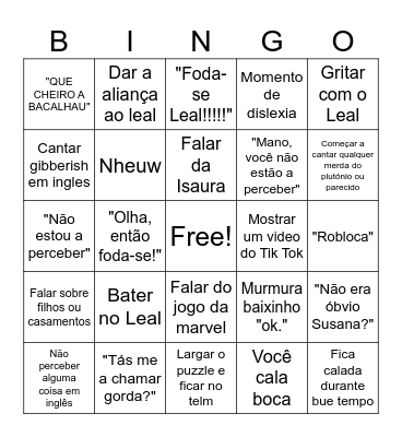 Susu Bingo Card