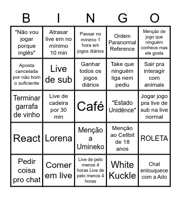 O QUE VAI ACONTECER NA LIVE?? Bingo Card