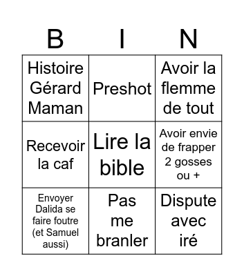 O.U.I Bingo Card