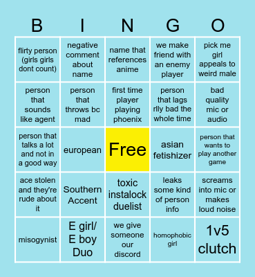 Ahn Valorant Bingo Card