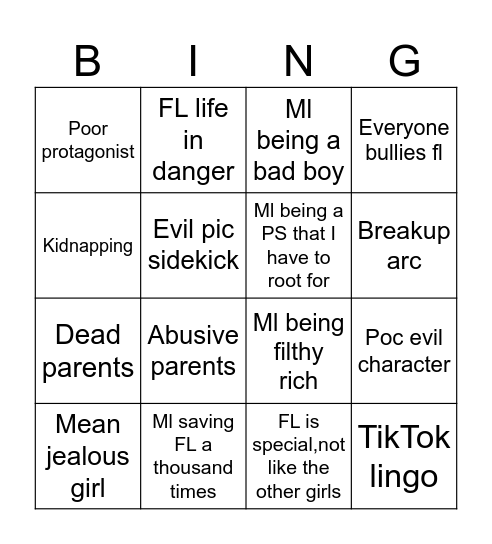 Bad "TikTok" movies Bingo Card