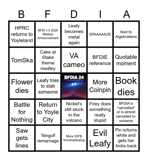 BFDIA 24 Bingo Card