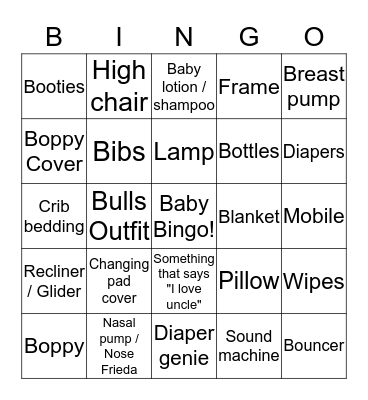 Lynette and Auggie's Baby Bingo Card