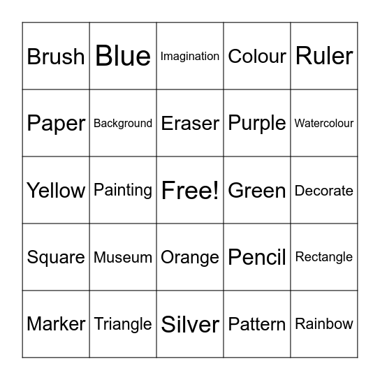 Art Bingo Card
