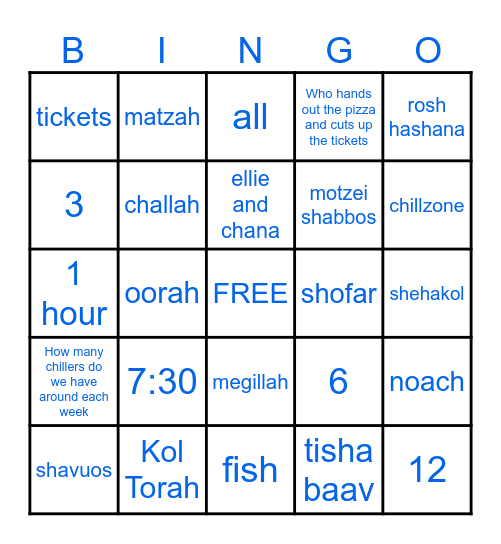 BALA CYNWYD CHILLZONE Bingo Card