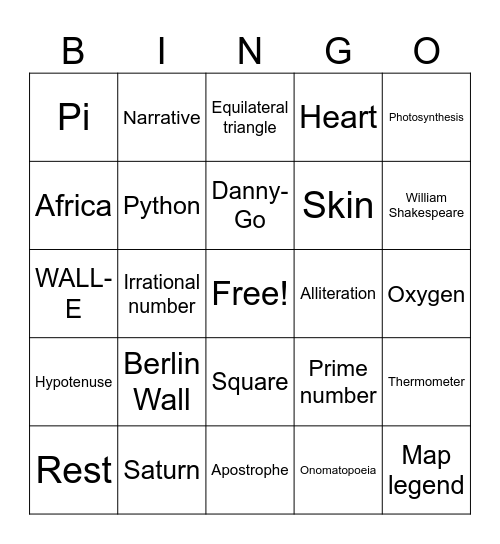 March 19 PD Trivia Bingo! Bingo Card