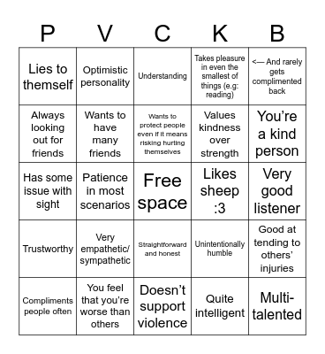 PURE VANILLA KINNIE BINGOOO Bingo Card