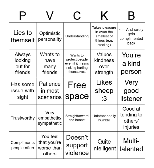 PURE VANILLA KINNIE BINGOOO Bingo Card