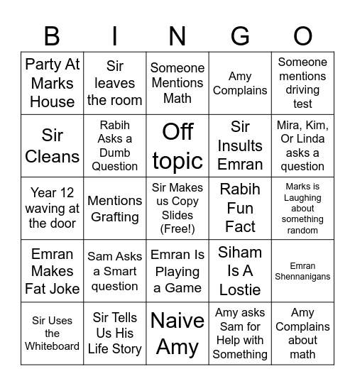 Biology Bingo Card
