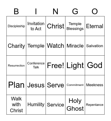 General Conference Bingo Card