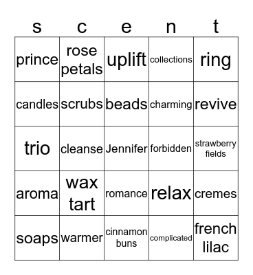SCENT Bingo Card