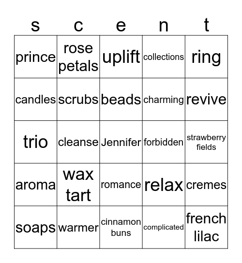 SCENT Bingo Card