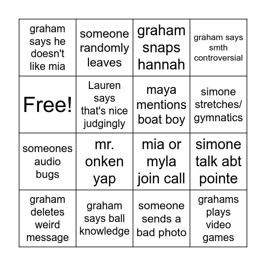 Studious GC bingo Card