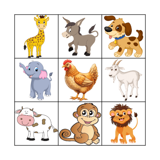 Animals Bingo Card