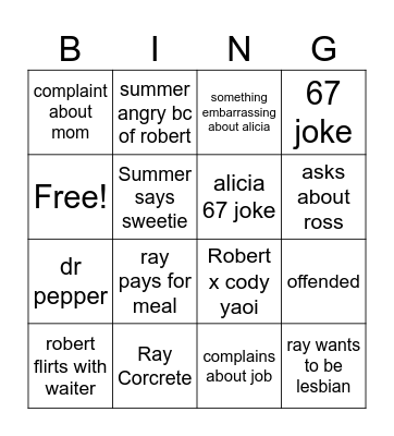 mmmmm feet Bingo Card