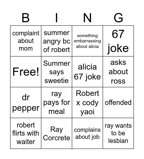 mmmmm feet Bingo Card