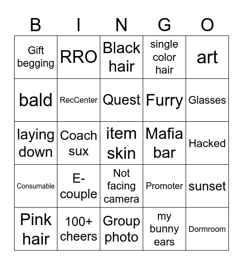 Rec.net Bingo! Bingo Card