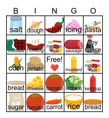 4 Ingredients, 1 Food Bingo Card