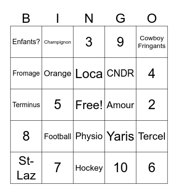 Test Bingo Card