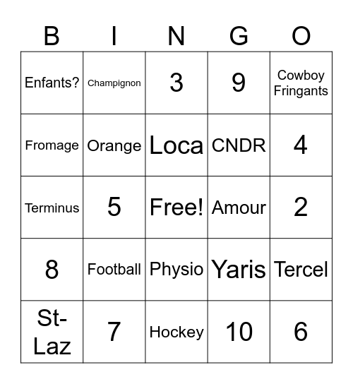 Test Bingo Card